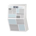 Newspaper pile, stack of magazine with rope in cartoon style isolated on white background. Royalty Free Stock Photo