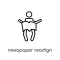 Newspaper readign icon. Trendy modern flat linear vector Newspaper readign icon on white background from thin line Activity and H Royalty Free Stock Photo