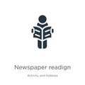 Newspaper readign icon vector. Trendy flat newspaper readign icon from activity and hobbies collection isolated on white Royalty Free Stock Photo