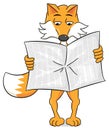 Newspaper reading cartoon fox
