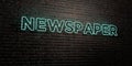 NEWSPAPER -Realistic Neon Sign on Brick Wall background - 3D rendered royalty free stock image
