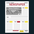 Newspaper. Realistic daily newspaper template with pagination and news. Vector illustration of a newspaper isolated on dark