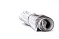 Newspaper Rolled up Isolated on White for News Royalty Free Stock Photo