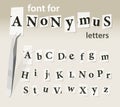 Newspaper scraps font for anonymous letters