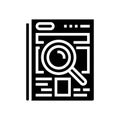 newspaper search magnifying glass glyph icon vector illustration