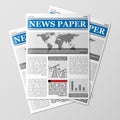 Newspaper stack, World news magazine, paper pile, journal heap, vector