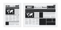 Newspaper template. Newsprint background. Pressed paper newspaper printed sheets with headline. Vector illustration