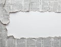 Newspaper Torn Edge Frame with White Space for Text or Image Royalty Free Stock Photo