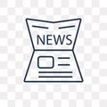 Newspaper vector icon isolated on transparent background, linear