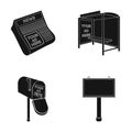 Newspapers, a bus stop, a mail box, a billboard.Advertising,set collection icons in black style vector symbol stock