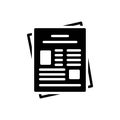 Black solid icon for Newspapers, magazine and journal Royalty Free Stock Photo