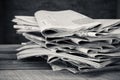 Newspapers and magazines. Black and white shot. Royalty Free Stock Photo