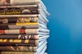 Newspapers piled up Royalty Free Stock Photo