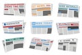 Newspapers set graphic elements in flat design. Vector illustration Royalty Free Stock Photo