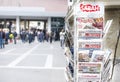 Newspapers on the stand. Financial, medical, political, economic news in Turkey. Royalty Free Stock Photo