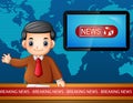 Newsreader is broadcasting on TV Royalty Free Stock Photo