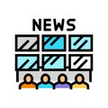 newsroom news media color icon vector illustration