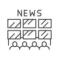 newsroom news media line icon vector illustration