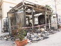 Newsstand burned in the center of Chieti by vandals Royalty Free Stock Photo