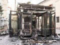 Newsstand burned in the center of Chieti by vandals Royalty Free Stock Photo