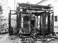 Newsstand burned in the center of Chieti by vandals Royalty Free Stock Photo