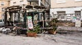 Newsstand burned in the center of Chieti by vandals Royalty Free Stock Photo