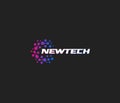 Newtech vector logo. Abstract logotype. New innovate technology, futuristic emblem design on black background.