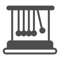 Newton cradle with balls solid icon, education concept, pendulum vector sign on white background, glyph style icon for