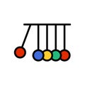 Newton cradle line colourful vector illustration. Physics science concept icon.