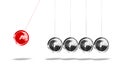 Newton cradle with one red ball Royalty Free Stock Photo