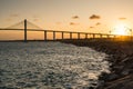 Newton Navarro Bridge in Natal City on Sunset Royalty Free Stock Photo