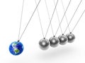 Newton's cradle and earth