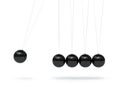 Newton`s Cradle - Five Black 3D Glass Pendulum in Raw - Front View