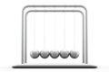 Newton`s Cradle is inactive. White pendulum on a white background