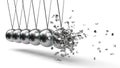 Newton`s Cradle with silver balls. breaking moment. 3d illustration