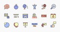 Newton`s Day Set Line Vector Icon. Contains such Icons as Newton, Laws of physics and gravity, Flying Apple, Calendar Royalty Free Stock Photo