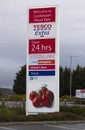 Newtownards County Down Ireland. A Large Tesco Extra advertising sign at the entrance to the modern Castlebawn retail park Royalty Free Stock Photo