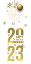 2023 happy new year greeting golden card template with decorations