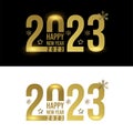 2023 happy new year golden calligraphy with christmas decoration