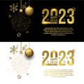 Happy new year 2023 greeting Banner with christmas decorations