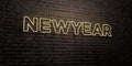 NEWYEAR -Realistic Neon Sign on Brick Wall background - 3D rendered royalty free stock image
