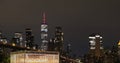 newyork city architecture in downtown night lights bridge Royalty Free Stock Photo