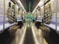 Newyork city :subway car interior with color seats - image