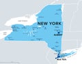 New York, state in the northeastern United States, political map Royalty Free Stock Photo