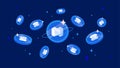 NEXO coins falling from the sky. NEXO cryptocurrency concept banner background Royalty Free Stock Photo