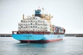 Nexo Maersk container ship leaving LeixÃÂµes port