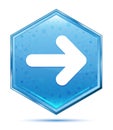 Next arrow icon crystal blue hexagon button