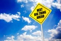 Next big thing ahead message on road sign Royalty Free Stock Photo