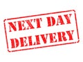 Next Day Delivery on Red Rubber Stamp. Royalty Free Stock Photo