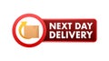 Next day delivery sign, label. Vector stock illustration Royalty Free Stock Photo